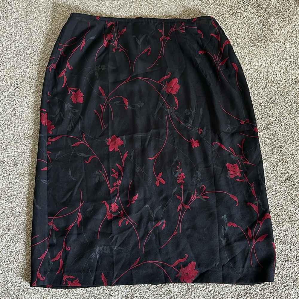 🖤 Vintage Venezia Black & Red Floral Maxi Skirt | Romantic Goth Whimsigoth